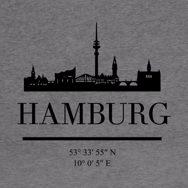 HAMBURG GERMANY BLACK SILHOUETTE SKYLINE ART by deificusArt